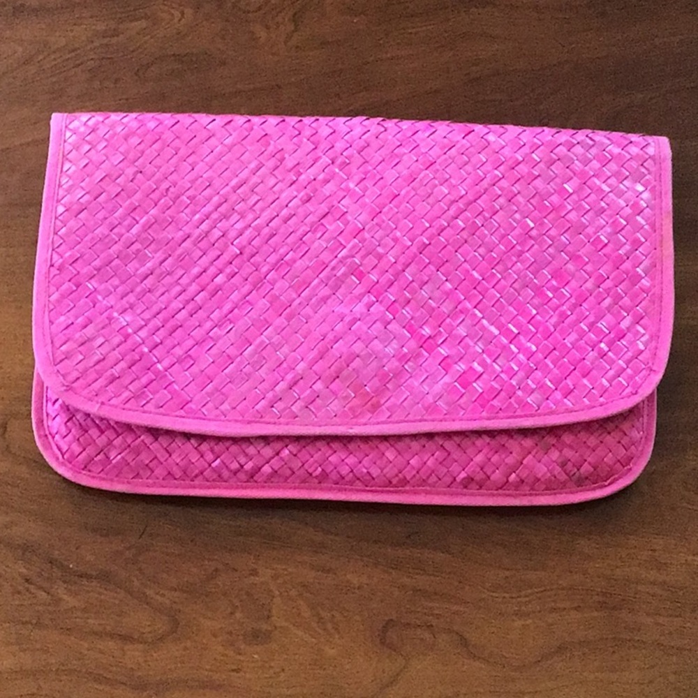 Vintage Quality Pink Woven Straw Purse, from Palm Beach resale boutique